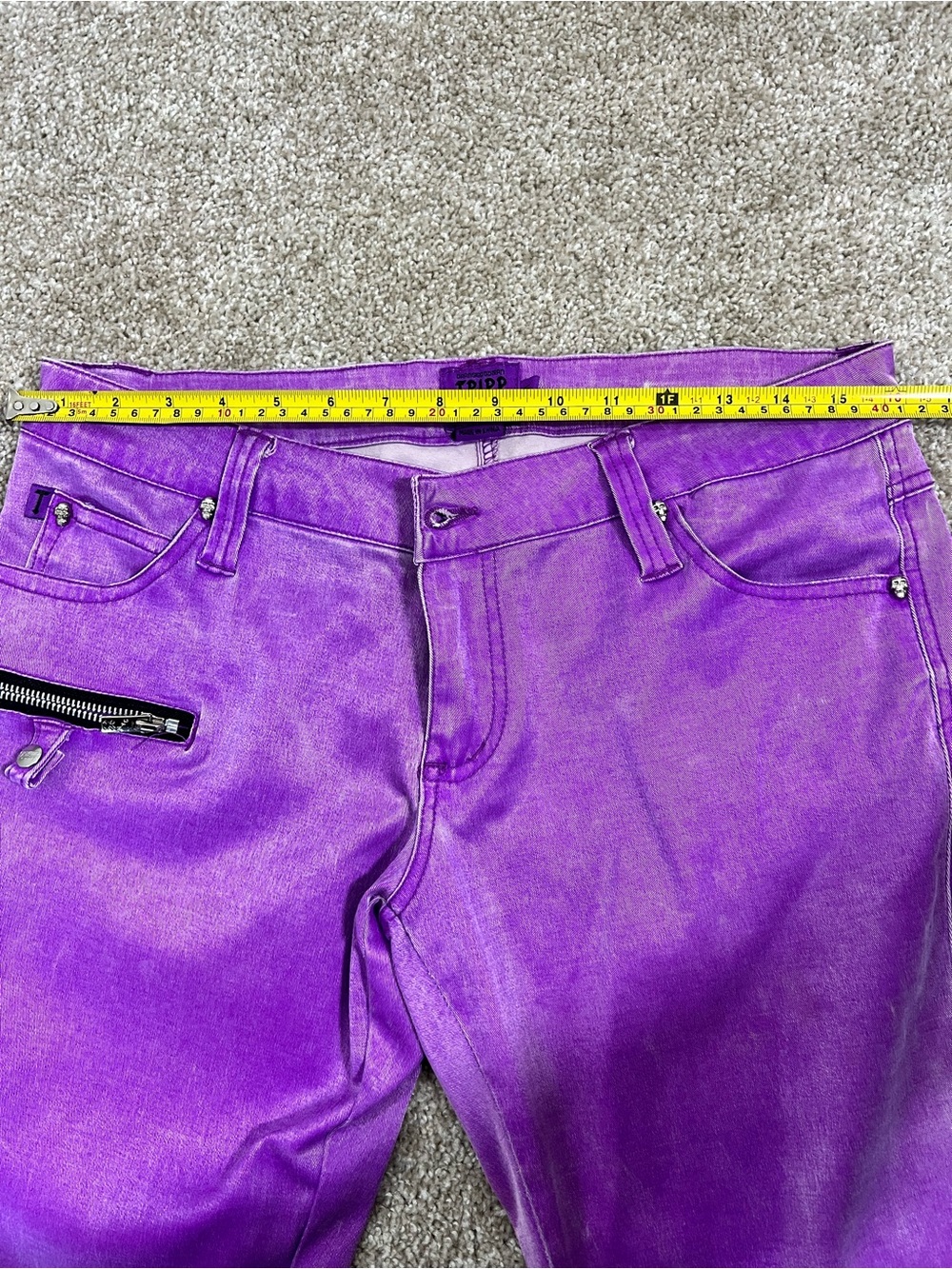 Tripp NYC Purple Coated  Skinny Jeans with Zip Pocket Accent Size 15 - Picture 12 of 16